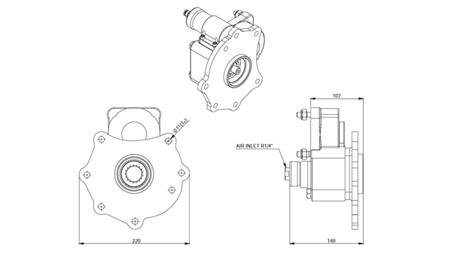 Abmessungen AUSGANG FÜR HYDRAULIKPUMPE - MERCEDES ATEGO-2 - 7 LÖCHER
