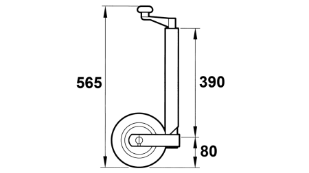 GÄNGA STÖD BEN MED HJUL FÖR SLÄP 190MM 75KG
