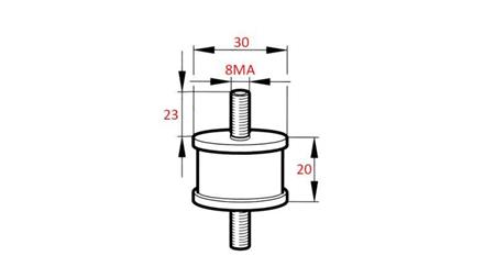 CYLINDRISK VIBRATIONSDAMPARE MED SKRUVAR PÅ BÅDA SIDOR 8MA
