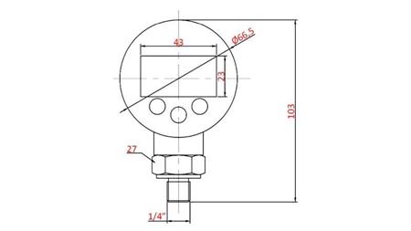 DIGITALMANOMETER DN63 VERTIKAL 0 - 600 BAR - 1/4
