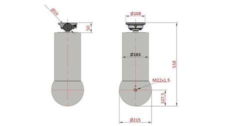 TELESCOPISK CYLINDER - MEILLER KIPPER 5 STEG 175mm - 15 ton slag 1560mm