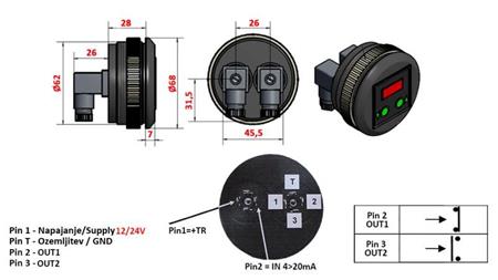 ELEKTRONICKÝ TLAKOVÝ SPÍNAČ S MANOMETROM KD59 0-400 BAR