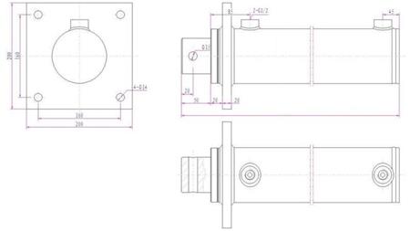 HYDRAULISK CYLINDER FÖR TRÄDÄLARE MED MONTERINGSPLATTA 100/60-1050