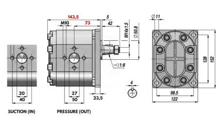 POMPA IDRAULICA GR.3 43 CC SINISTRA - FLANGE
