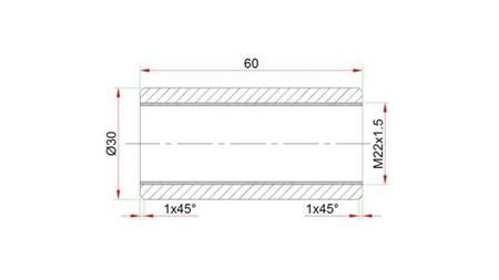 SCHWEISSVERBINDER 30x60 FÜR TERMINAL M22x1.5