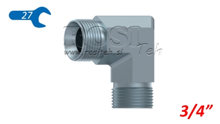 HYDRAULISK VINKEL 90° BSP KORT HANE-HANE 3/4