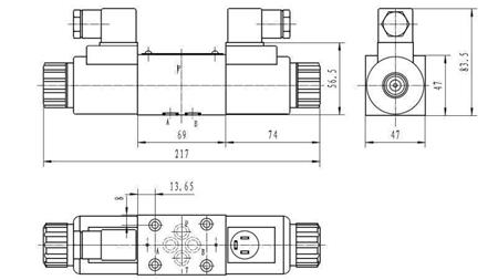 HYDRAULISK ELEKTROMAGNETISK VENTIL CETOP 3 12/24/230V N6_dimensioner