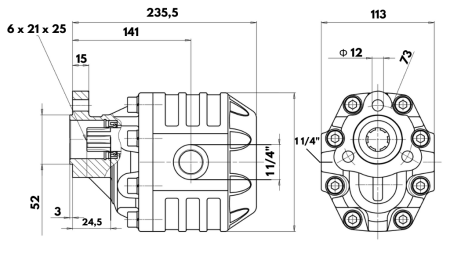 HYDRAULISK GJUTJÄRN PUMP UNI40-151CC-190 BAR VÄNSTER