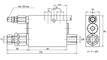 HYDRAULISK CYLINDER 60/40-165 MED OMKOPPLINGSVENTIL – PLOG FÖR JORDARBETE