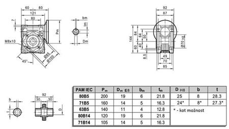 PMRV-50 RIDUTTORE PER MOTORE ELETTRICO MS80 (0.55-0.75kW) RAPPORTO 10:1