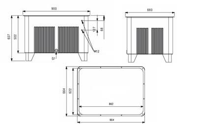 SERBATOIO PER AGGREGATO IDRAULICO TIPO MPN 250 LIT - dimensioni