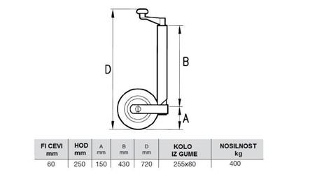 STÖDBEN BILSLÄP 250mm-400kg