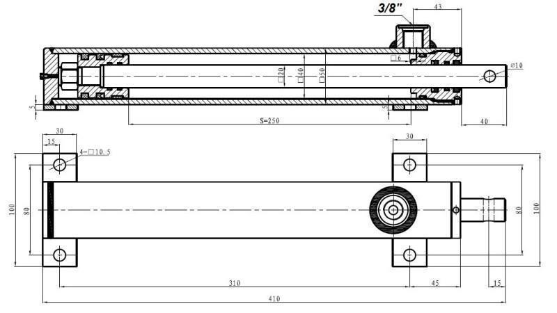 Hydraulikzylinder zum Anheben der Rechen an selbstladenden Maschinen 20/250