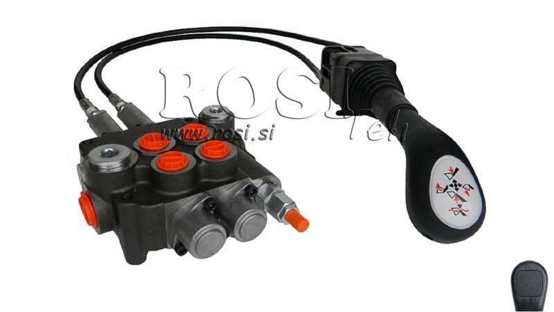 JOYSTICK OHNE KNOPF MIT ROLLE 1 m UND HYDRAULIKVENTIL 2xP80 l.