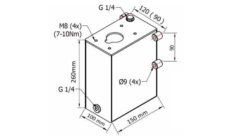 RESERVOIR 3L TIL HÅNDPUMPE - dimensioner